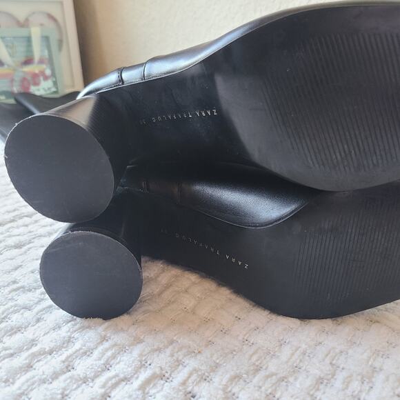 ZARA Black Faux Leather Boots Women's Size EU 38 US Size 7.5 - Picture 7 of 10